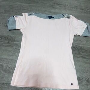 Tommy Hilfiger Pink and Gray Top